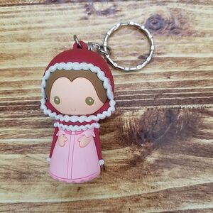 Disney Winter Belle Beauty And The Beast Figural Bag Keychain Clip Purse Pal